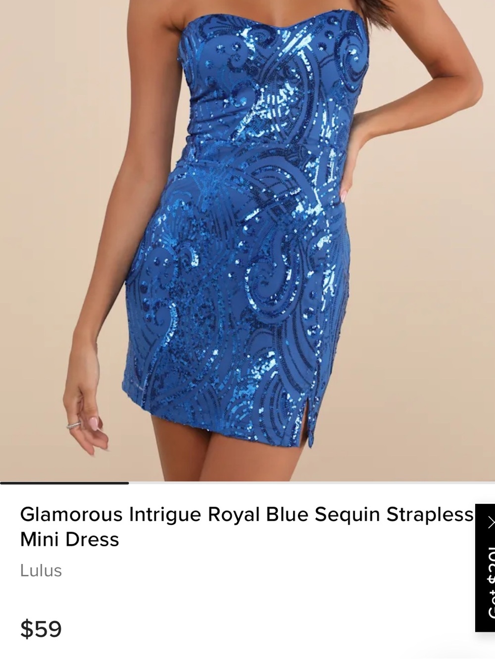 Lulu's Royal Blue Sequin Strapless Homecoming Hoco Mini Dress New w Tags